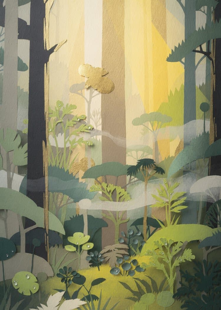 entwurf mutig aus „morgens im wald, üppig und grün“